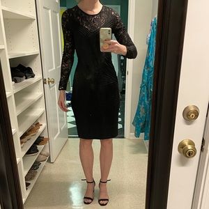 Calvin Klein lace long sleeve black dress